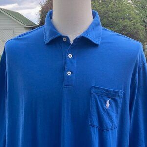 -Polo Ralph Lauren "Classic Fit" Blue Front Pocket Golf Polo Shirt S/S Men's XL